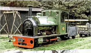 ?? GORDON EDGAR ?? It might not look like one, but Pamela is a genuine ‘Quarry Hunslet’. The much-modified locomotive is pictured shortly after arriving at the Old Kiln Light Railway in Surrey in 1984.