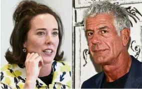  ??  ?? Celebrity suicide: Responsibl­e reporting is key to preventing suicide copycats say experts as the high-profile sudden deaths of Spade and Bourdain hogged the headlines last week.-