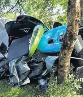  ??  ?? Blighted Camping and watersport­s gear dumped on the Foss Road, Loch Tummel. Pic by Lesley Shaw