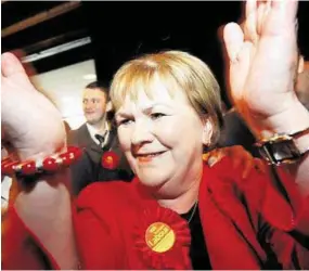  ??  ?? Scots Labour leader Johann Lamont in jubilant mood in Glasgow