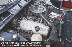  ??  ?? De tweeliter M10 in de 2002 verschilt uiterlijk nauwelijks van de 1600-motor.