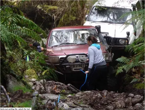  ??  ?? Karla out sorting the winch for Carl.