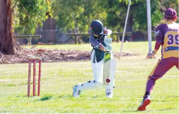  ?? ?? Ash Mounsey plays a straight bat as Neerim District set a big target for Drouin in the U16s