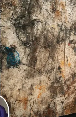  ??  ?? Corps-à-corps. « Danse 3 » (à g.), acrylique sur toile de l’artiste Obou, exposé à la LouiSimone Guirandou Gallery tout l’été en duo avec Obodjé.