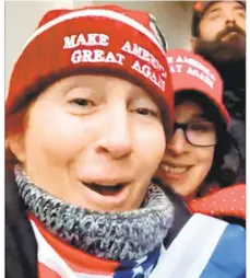  ?? OF JUSTICE PHOTO ?? Court records say Dawn Bancroft filmed herself and Santos-Smith joining other protesters, supporting former president Donald Trump, in storming the Capitol in a bid to stop the Electoral College from certifying Joe Biden’s election as president. Dept.
