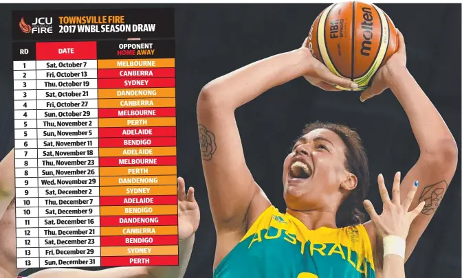  ?? TALL ORDER: Australian Opals centre Elizabeth Cambage and the Melbourne Boomers will take on the Townsville Fire in the opening round of the 2017- 18 WNBL season. ??