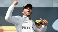  ?? AP ?? Lewis Hamilton celebrates his victory in Budapest. —