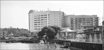  ??  ?? Purnama Hotel seen from across Limbang Waterfront.