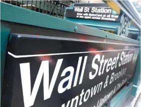  ?? ASSOCIATED PRESS FILE PHOTO ?? The Wall Street subway stop is seen on Broadway, in New York’s Financial District.