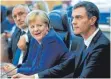  ?? FOTO: AFP ?? Zuversicht­lich: Angela Merkel mit Spaniens Pedro Sanchez.