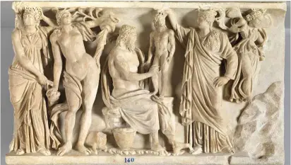  ?? © Museo Nacional del Prado. ?? A la izqda., Prometeo y Atenea crean al primer hombre, obra en mármol de un taller romano, c. 185.