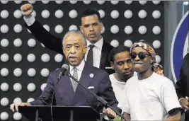  ?? Jeff Chiu ?? The Associated Press The Rev. Al Sharpton, left, speaks next to Stevante Clark during services for police shooting victim Stephon Clark on Thursday in Sacramento, Calif.
