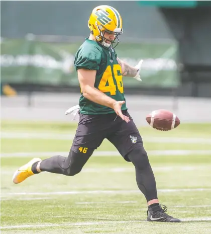  ?? GREG SOUTHAM ?? Matt Mengel leads the CFL in punting through the first three weeks of the regular season with an impressive 51.8-yard average.