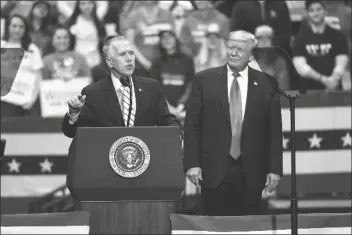  ?? ASSOCIATED PRESS ?? IN THIS MARCH 2 FILE PHOTO Sen. Thom Tillis, R-N.C., speaks during a campaign rally for President Donald Trump in Charlotte, N.C.