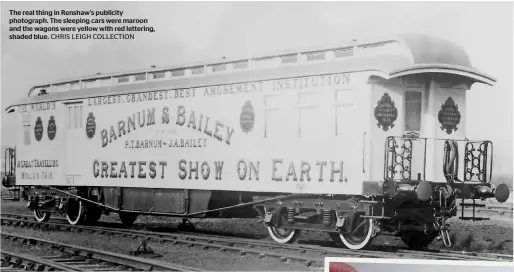  ?? CHRIS LEIGH COLLECTION ?? The real thing in Renshaw’s publicity photograph. The sleeping cars were maroon and the wagons were yellow with red lettering, shaded blue.