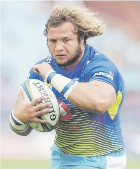  ?? Picture: Backpagepi­x ?? SITTING OUT. Bulls prop Pierre Schoeman has been hit with a six-week ban for biting Rebels flanker Richard Hardwick.