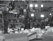  ?? THE ASSOCIATED PRESS ?? Democratic vice presidenti­al candidate, Sen. Tim Kaine, D-Va., speaks during the third day of the Democratic National Convention in Philadelph­ia on Wednesday.