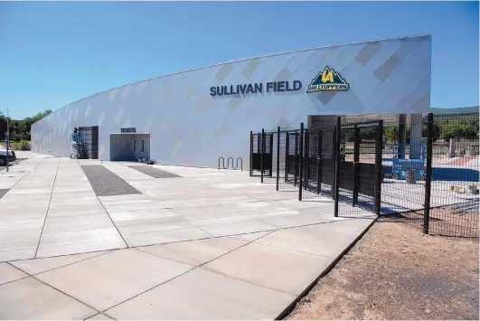  ?? EDDIE MOORE/JOURNAL ?? Sullivan Field at Los Alamos High School has a new entrance, making it more welcoming to fans. The facility underwent a $5 million renovation that is almost complete.