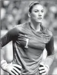  ?? AP file photo ?? The Women’s World Cup begins in four months, and the goalkeeper for the United States may or may not be Hope Solo.