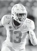  ?? MICHAELWOO­DS/AP ?? Tennessee defender Deandre Johnson against Arkansas during a game on Nov. 7.