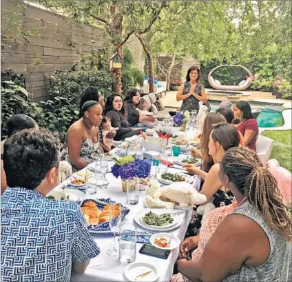  ?? Halton Pardee + Partners ?? TAMI HALTON PARDEE, top, hosts graduates of her Life Change Warriors at a celebratio­n at her Venice home. The six-week program helps participan­ts map out brighter, more stable futures.