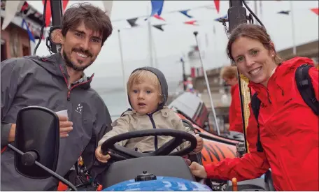  ??  ?? Michele Zaupa, Alessandra Foscari and Jacopo Zaupa having fun at the RNLI open day in Wicklow Harbour.