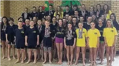  ??  ?? ●● Satellites swimming squad at the recent Satellite Open held in Macclesfie­ld