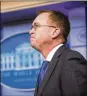  ?? NYT ?? Mick Mulvaney acknowledg­ed the new spending approved last week could result in annual deficits in future years.