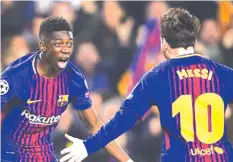  ??  ?? Nobody up in the gods saw the pass that Lionel Messi played for Ousmane Dembele's goal