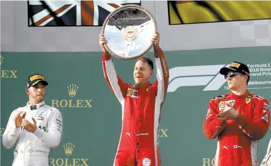  ??  ?? Ferrari dominó el podio con un Sebastian Vettel y Kimi Räikkönen