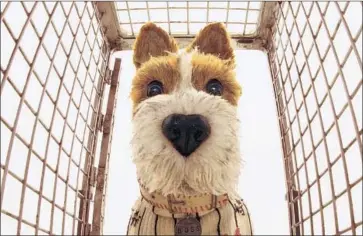  ?? Fox Searchligh­t ?? BOSS (voiced by Bill Murray) is one of the canines who frequently fight on Trash Island in “Isle of Dogs.”