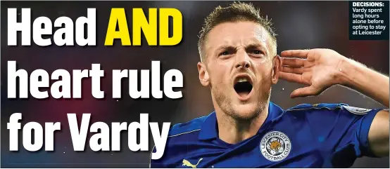  ??  ?? DECISIONS: Vardy spent long hours alone before opting to stay at Leicester