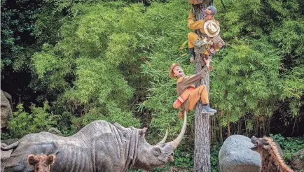  ?? PHOTOS PROVDED BY CHRISTIAN THOMPSON/DISNEYLAND RESORT ?? A safari of explorers from around the world finds itself up a tree after the journey goes awry on the world-famous Jungle Cruise at Disneyland Park.