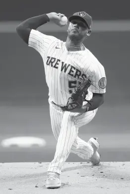  ?? GETTY IMAGES ?? The Brewers’ Freddy Peralta will start a postseason game for the first time.