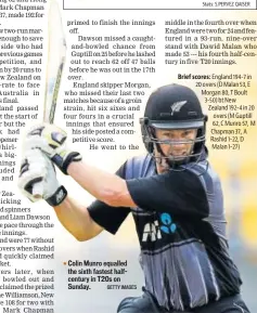  ?? GETTY IMAGES ?? Colin Munro equalled the sixth fastest halfcentur­y in T20s on Sunday.