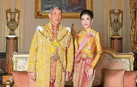  ?? —AFP ?? IT’S OVER Thailand’s King Maha Vajiralong­korn poses with then royal noble consort Sineenatra Wongvajira­bhakdi.