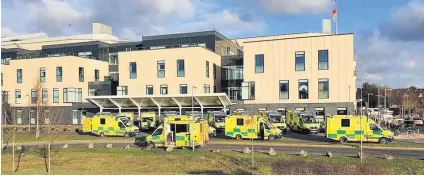  ??  ?? Ambulances pictured queueing outside Southmead Hospital earlier this week