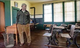  ?? CRAIG KOHLRUSS/FRESNO BEE/TNS ?? Friends of Allenswort­h docent Emmett Harden in the classroom of the original Allenswort­h schoolhous­e built in 1912 at Colonel Allenswort­h State Historic Park near Earlimart, Calif., on Feb. 7.