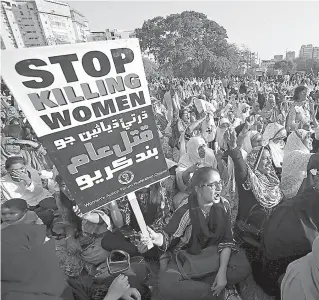  ?? AP Photo/Fareed Khan ??    Participan­ts take part in a rally to mark Internatio­nal Women’s Day on Thursday in Karachi, Pakistan.