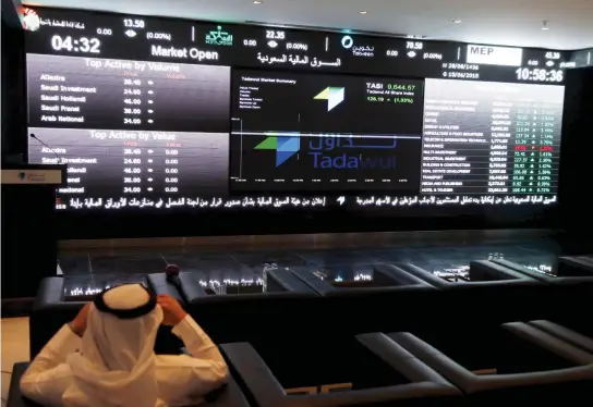  ??  ?? The Tadawul All Share Index ( TASI) added 0.1 percent on Wednesday in the heaviest trading volume since January. (Reuters)