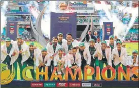  ?? AFP ?? Pakistan thrashed defending champions India by 180 runs to win the Champions Trophy at The Oval.