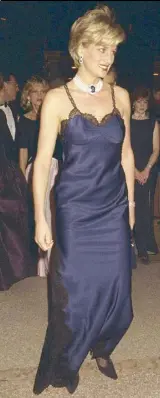  ?? ?? Princess Diana in a John Galliano slip dress at the Met Gala in 1996 (crfashionb­ook.com)