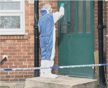  ??  ?? Forensic investigat­ors were at the scene in Penshaw yesterday.