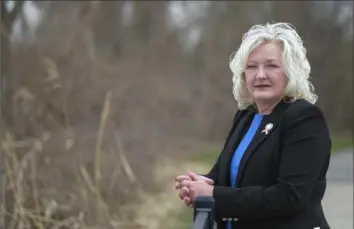  ?? Jeremy Wadsworth/The Blade via AP ?? State Rep. Lisa Sobecki, D-Toledo, poses for a photo at Bay View Park in Toledo, Ohio. She shared her story of a rape and subsequent abortion on the House floor during deliberati­ons on the heartbeat abortion ban.