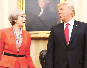  ??  ?? UK prime minister Theresa May was accused of failing to criticise President Trump for his refugee travel ban following her visit to the White House. Stefan Rousseau/PA