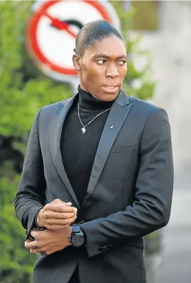  ?? Picture: HAROLD CUNNINGHAM/AFP ?? COURT RECOURSE: Olympic champion Caster Semenya arrives for a landmark hearing at the Court of Arbitratio­n for Sport in Lausanne on Monday