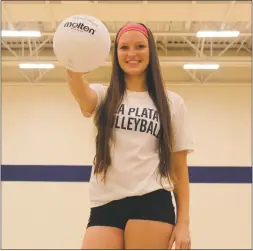  ?? STAFF PHOTO BY AJ MASON ?? Junior outside hitter Devin Ruble, a returning starter, will lead the La Plata Warriors volleyball team in the 2016 season. Ruble led the conference with 157 kills last year.