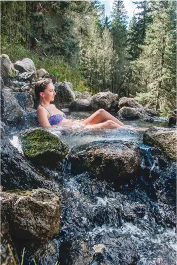  ??  ?? Isabel is a fan of the natural spring pools at San Antonio, hand-built with rocks by thermal
aficionado­s.