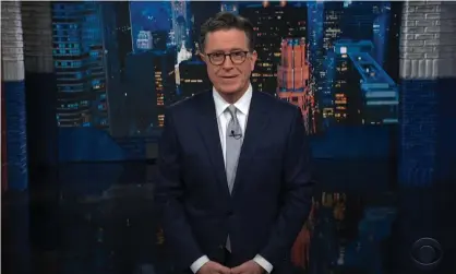  ?? Photograph: YouTube ?? Stephen Colbert: ‘It’s the end of an era, but luckily Fox has already filled the time slot with the flaming Christmas tree.’