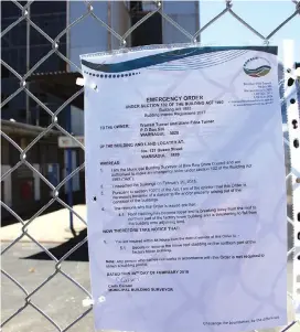  ??  ?? Baw Baw Shire issued an emergency order on the site after receiving a report. The piece of cladding was removed within hours.